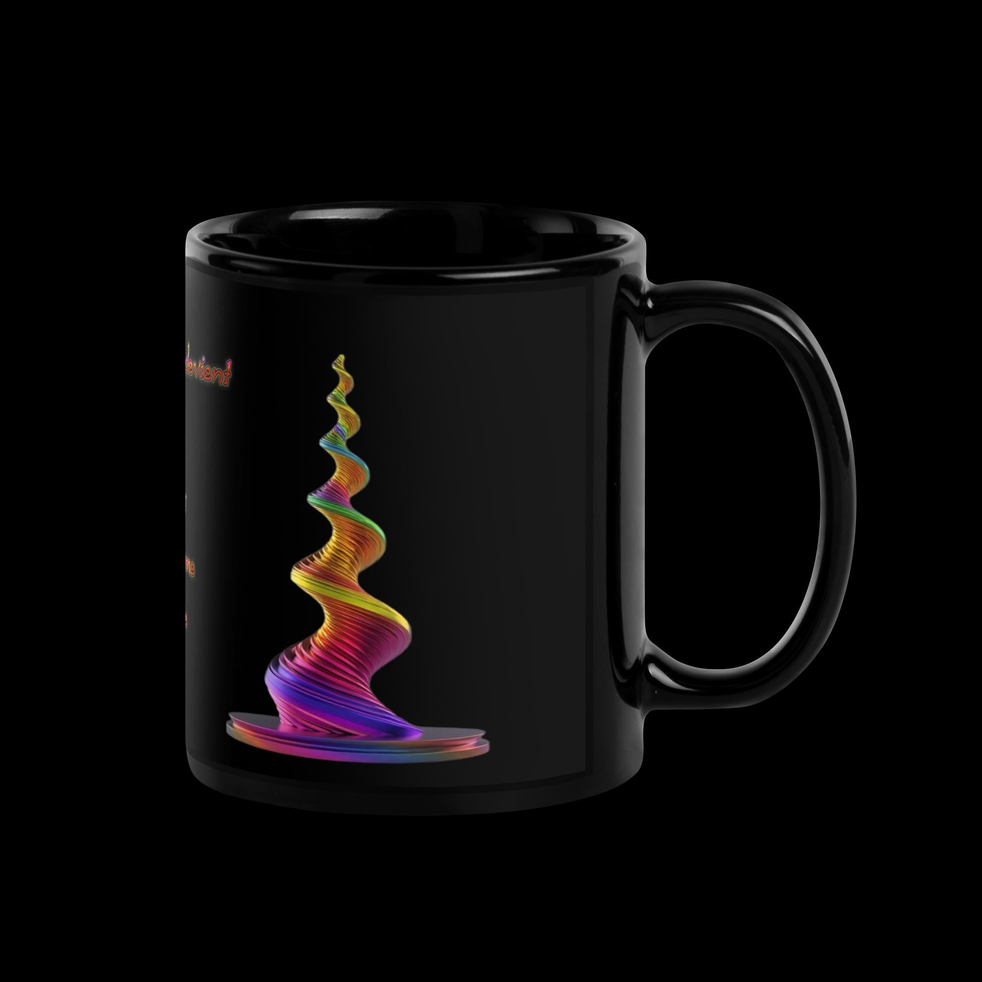 Mug brillant noir Modèle :"Spirales des Voeux"